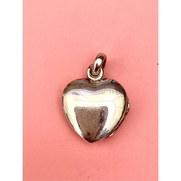 .925 Ornate Heart Locket Sterling Silver Jewelry Charm #valentine #vintage - Picture 3 of 5